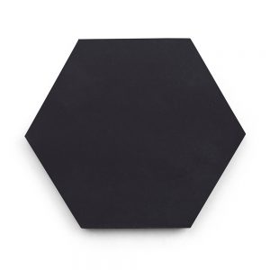 8x9 'Black' solid color hexagonal encaustic cement tile , 5/8 inch thick, 4.4 square feet per box (12 tiles in each box)