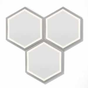 8x9 'Compound' hexagonal encaustic cement tile , 5/8 inch thick, 4.4 square feet per box (12 tiles in each box)