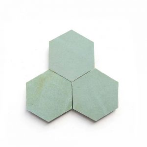 3.5 inch 'Absinthe' glazed terra-cotta zellige, 3/8 inch thick, 7.69 square feet per box (100 tiles)