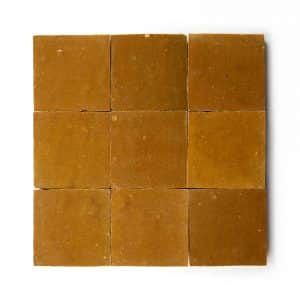 4x4 'Amber Zellige' glazed terra-cotta zellige, 3/8 inch thick, 10.76 square feet per box (100 tiles)