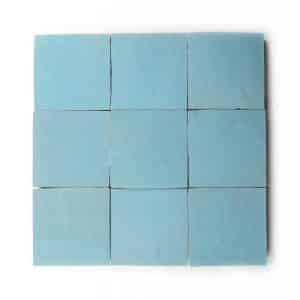 4x4 'Arcadia Blue' glazed terra-cotta zellige, 3/8 inch thick, 10.76 square feet per box (100 tiles)