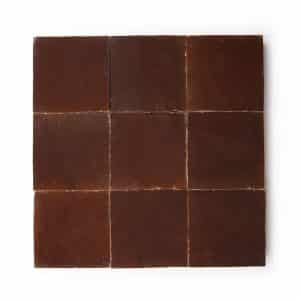 4x4 'Burnt Sugar' glazed terra-cotta zellige, 3/8 inch thick, 10.76 square feet per box (100 tiles)