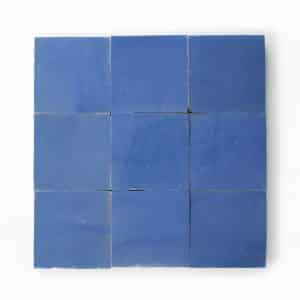 4x4 'Portuguese Blue' glazed terra-cotta zellige, 3/8 inch thick, 10.76 square feet per box (100 tiles)