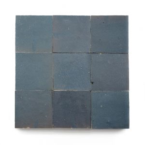 4x4 'Graphite Grey' glazed terra-cotta zellige, 3/8 inch thick, 10.76 square feet per box (100 tiles)