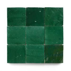 4x4 'Jade' glazed terra-cotta zellige, 3/8 inch thick, 10.76 square feet per box (100 tiles)