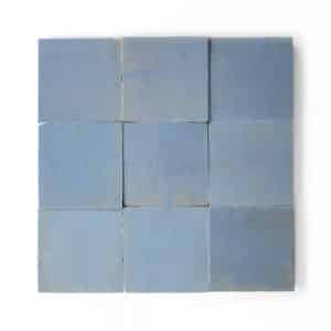 4x4 'Maya Blue' glazed terra-cotta zellige, 3/8 inch thick, 10.76 square feet per box (100 tiles)