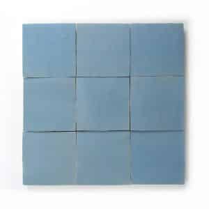 4x4 'Superior Blue' glazed terra-cotta zellige, 3/8 inch thick, 10.76 square feet per box (100 tiles)