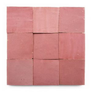 4x4 'Pietro Pink' glazed terra-cotta zellige, 3/8 inch thick, 10.76 square feet per box (100 tiles)