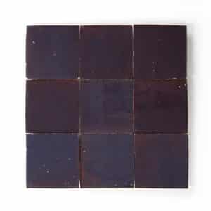 4x4 'Purple Iris' glazed terra-cotta zellige, 3/8 inch thick, 10.76 square feet per box (100 tiles)