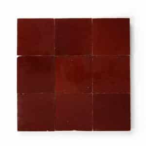 4x4 'Rouge' glazed terra-cotta zellige, 3/8 inch thick, 10.76 square feet per box (100 tiles)