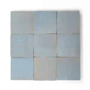 4x4 'Sky Light' glazed terra-cotta zellige, 3/8 inch thick, 10.76 square feet per box (100 tiles)