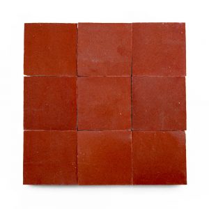 4x4 'Terra Rosa Zellige' glazed terra-cotta zellige, 3/8 inch thick, 10.76 square feet per box (100 tiles)