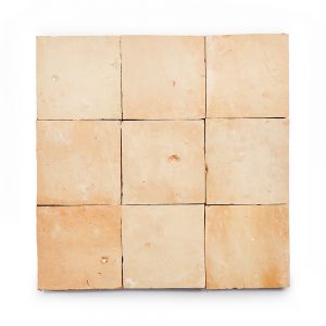 4x4 'Unglazed Natural' glazed terra-cotta zellige, 3/8 inch thick, 10.76 square feet per box (100 tiles)