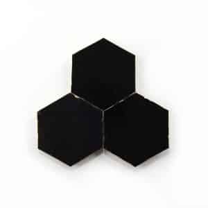 3.5 inch 'Carbon Black' glazed terra-cotta zellige, 3/8 inch thick, 7.69 square feet per box (100 tiles)