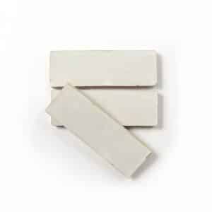 2x6 'Casablanca White' glazed terra-cotta zellige, 3/4 inch thick, 7.23 square feet per box (90 tiles)