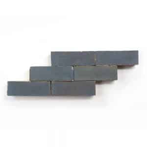 2x6 'Graphite grey' glazed terra-cotta zellige, 3/4 inch thick, 7.23 square feet per box (90 tiles)