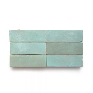 2x6 'Absinthe' glazed terra-cotta zellige, 3/4 inch thick, 7.23 square feet per box (90 tiles)