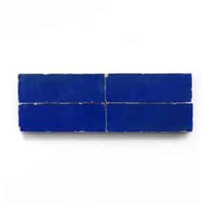 2x6 'Moroccan Blue' glazed terra-cotta zellige, 3/4 inch thick, 7.23 square feet per box (90 tiles)