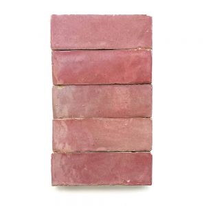 2x6 'Pietro Pink' glazed terra-cotta zellige, 3/4 inch thick, 7.23 square feet per box (90 tiles)