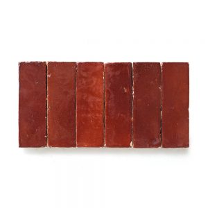 2x6 'Terra Rosa Zellige' glazed terra-cotta zellige, 3/4 inch thick, 7.23 square feet per box (90 tiles)