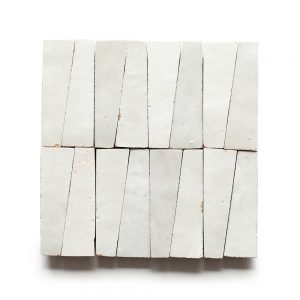 1x4 Trapezoid 'Pure White' glazed terra-cotta zellige, 3/8 inch thick, 10.76 square feet per box (400 tiles)