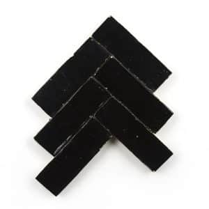 2x6 'Black' glazed terra-cotta zellige, 3/4 inch thick, 7.23 square feet per box (90 tiles)