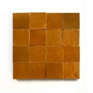 2x2 'Amber' glazed terra-cotta zellige, 3/8 inch thick, 10.76 square feet per box (400 tiles)