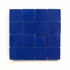 2x2 'Moroccan Blue' glazed terra-cotta zellige, 3/8 inch thick, 10.76 square feet per box (400 tiles)