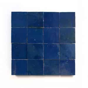 2x2 'Night Blue' glazed terra-cotta zellige, 3/8 inch thick, 10.76 square feet per box (400 tiles)