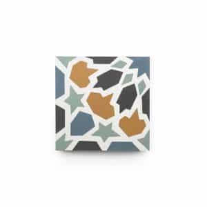 4x4 square 'Tangier' encaustic cement tile , 5/8 inch thick, 5.28 square feet per box (48 tiles in each box)