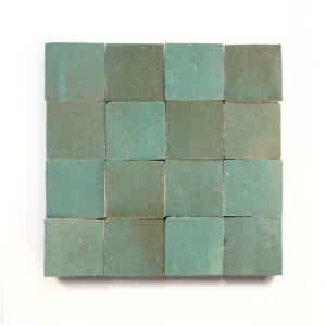 2x2 'Tidepool' glazed terra-cotta zellige, 3/8 inch thick, 10.76 square feet per box (400 tiles)