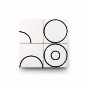 4x4 square 'Circle' encaustic cement tile , 5/8 inch thick, 5.28 square feet per box (48 tiles in each box)