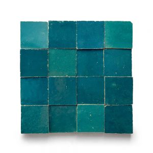 2x2 'Aegean' glazed terra-cotta zellige, 3/8 inch thick, 10.76 square feet per box (400 tiles)