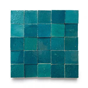 2x2 'Aegean' glazed terra-cotta zellige, 3/8 inch thick, 10.76 square feet per box (400 tiles)