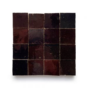 2x2 'Burnt Sugar' glazed terra-cotta zellige, 3/8 inch thick, 10.76 square feet per box (400 tiles)