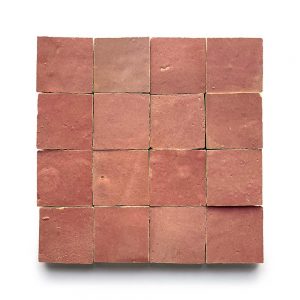 2x2 'Nana's Lipstick' glazed terra-cotta zellige, 3/8 inch thick, 10.76 square feet per box (400 tiles)