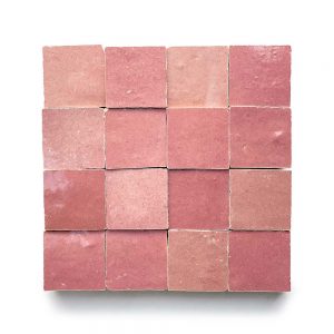 2x2 'Pietro Pink' glazed terra-cotta zellige, 3/8 inch thick, 10.76 square feet per box (400 tiles)