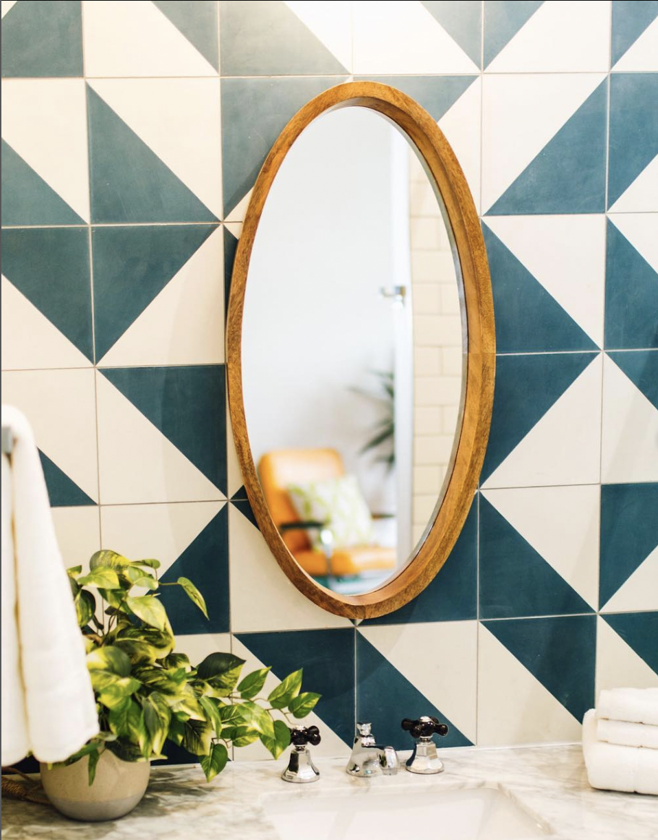 Cement tile bathroom wall