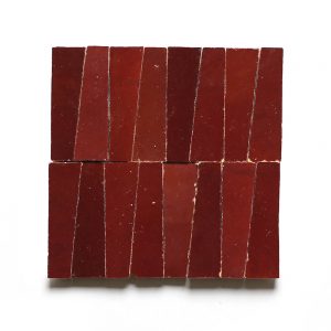 1x4 Trapezoid 'Rouge' glazed terra-cotta zellige, 3/8 inch thick, 10.76 square feet per box (400 tiles)